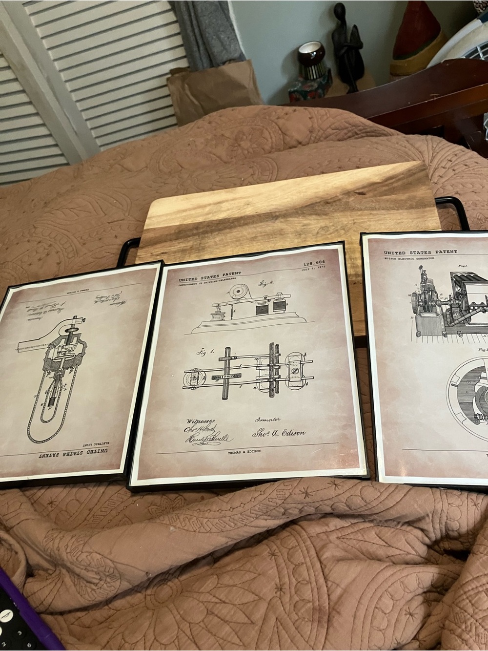Set of Framed Pictures of Thomas Edison Technical Illustrations